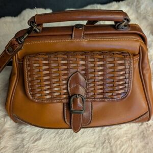 Vintage Brown Woven Handbag
